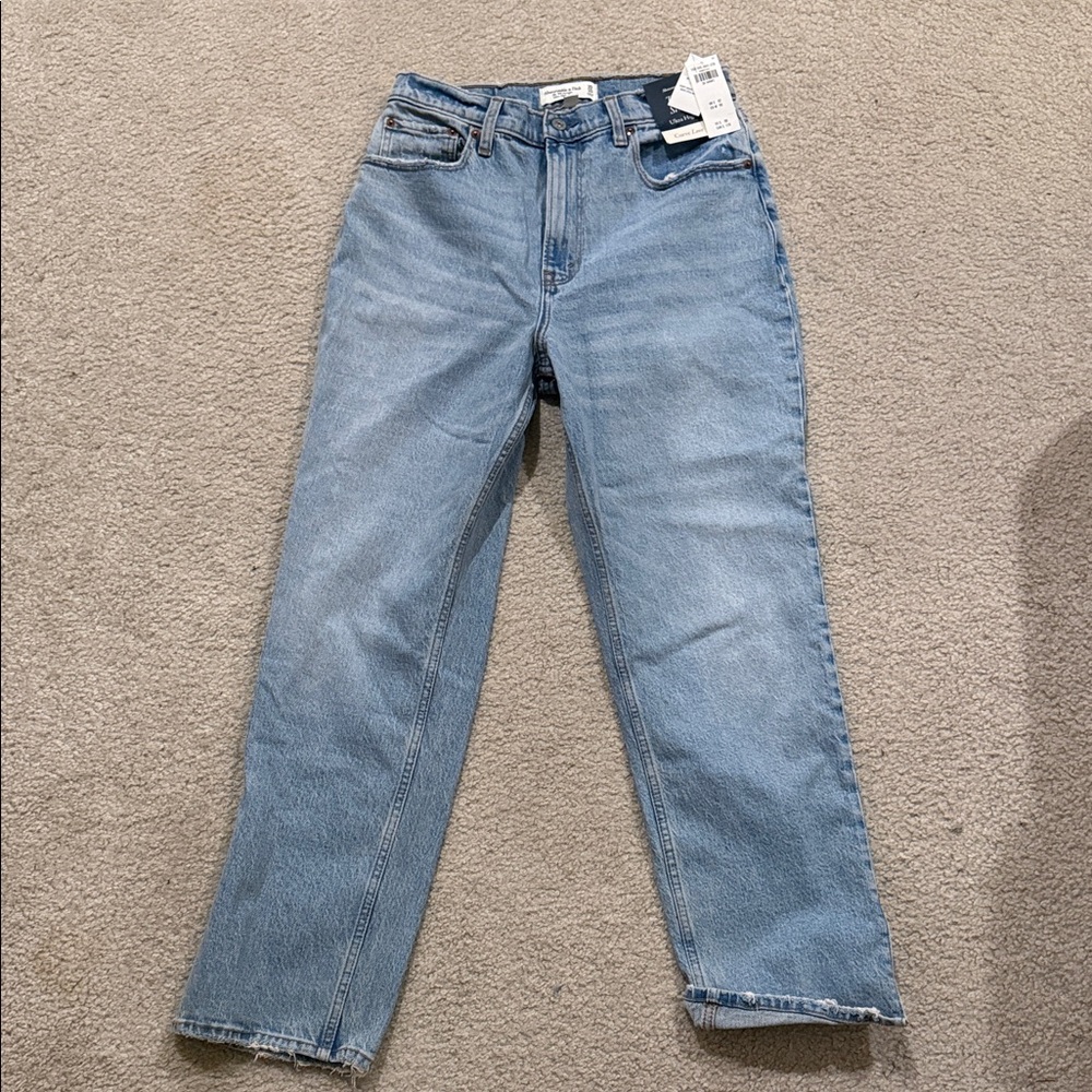 Abercrombie & Fitch High Rise Blue Straight Leg Jeans